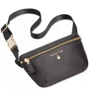 MICHAEL Michael Kors Black and Gold Nylon Belt Bag